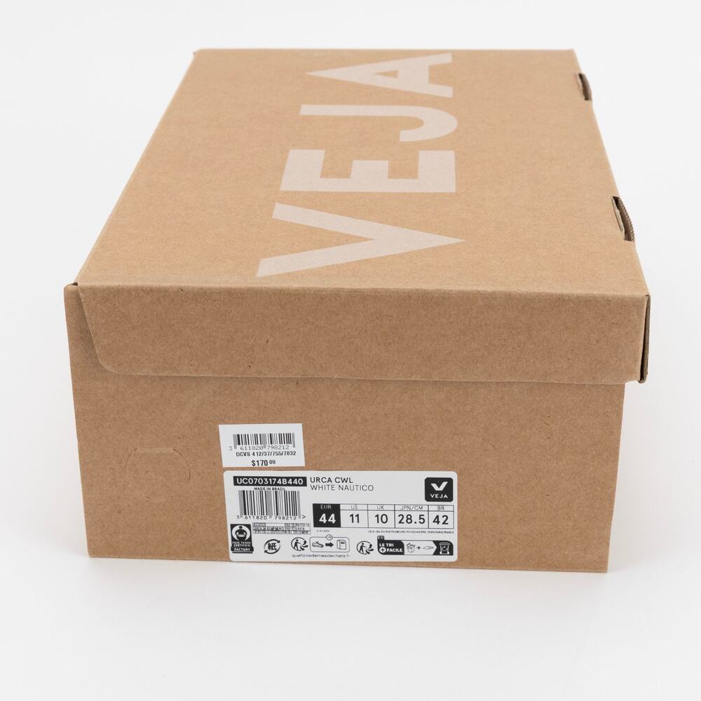 VEJA Men Urca Lace Up Coated Cotton Sneakers White Size 11 US/ 44 EU - Picture 8 of 8